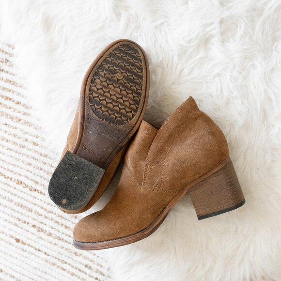 Bearpaw Women's Onyx Booties Sz 9 Hickory Suede Pull Ons Sherpa Lined 2.5" Heel - Picture 6 of 6